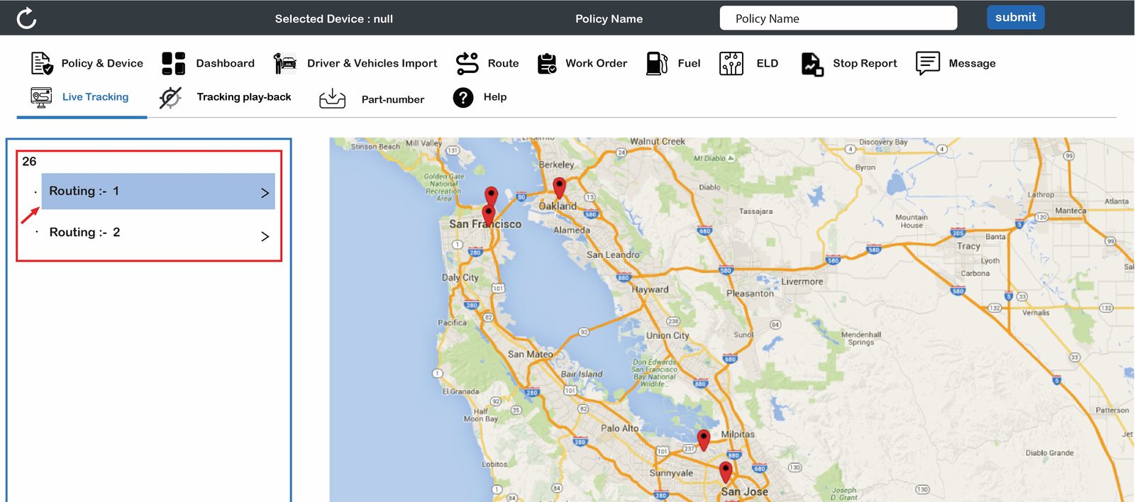 Real-time fleet live tracking with ETA messaging